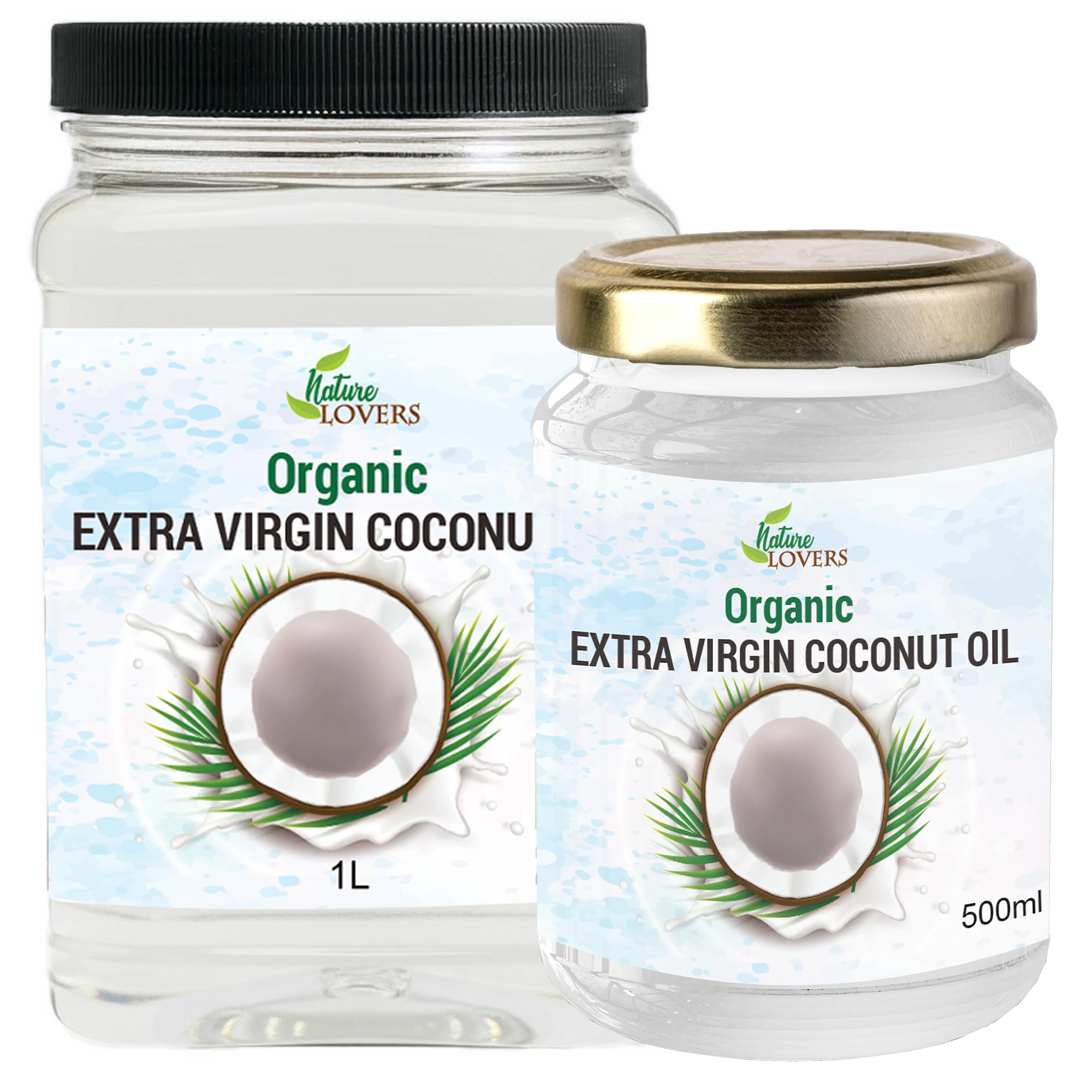 Virgin Coconut Oil Glass Jar And PET Bottle