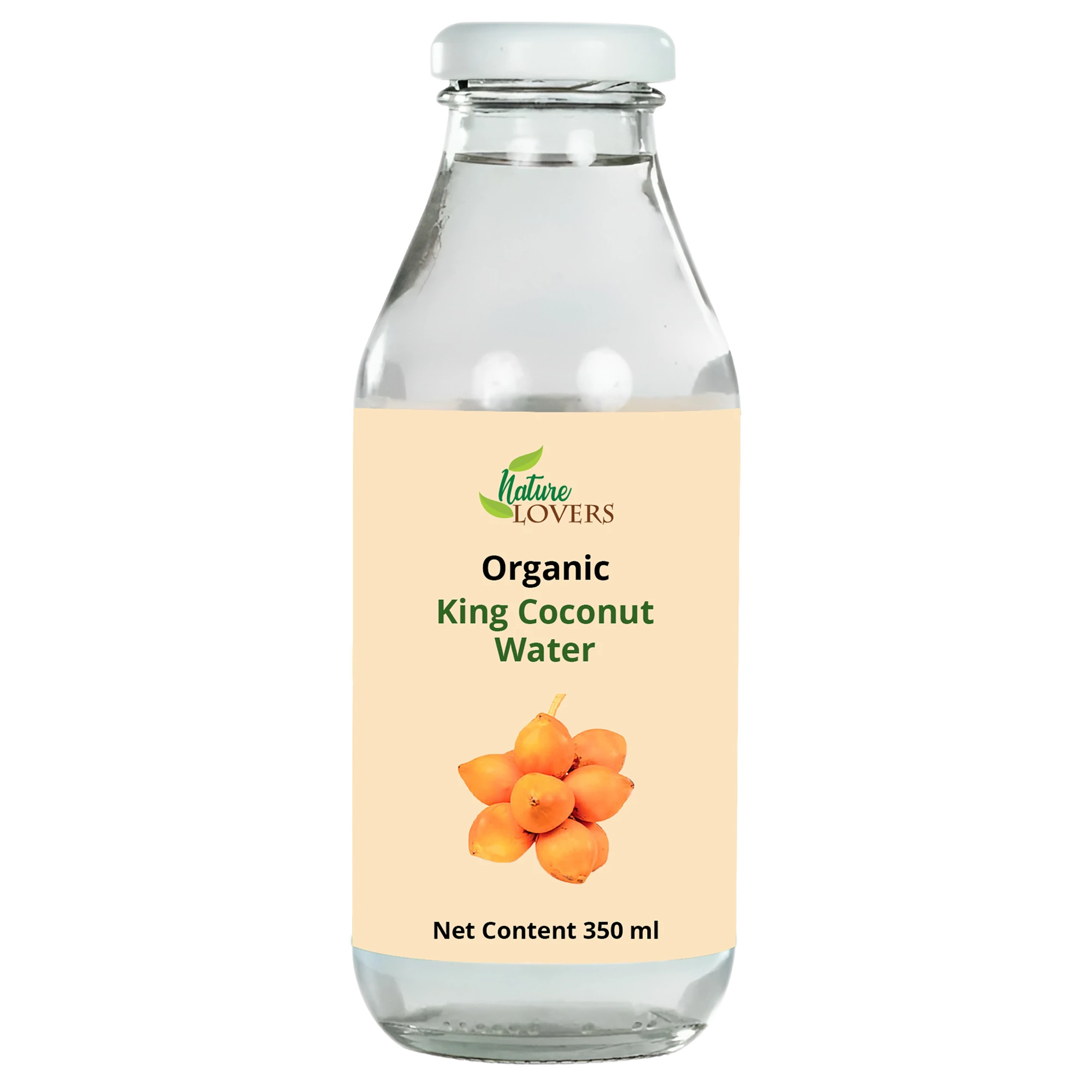 King Coconut Water Round Glass Bottle