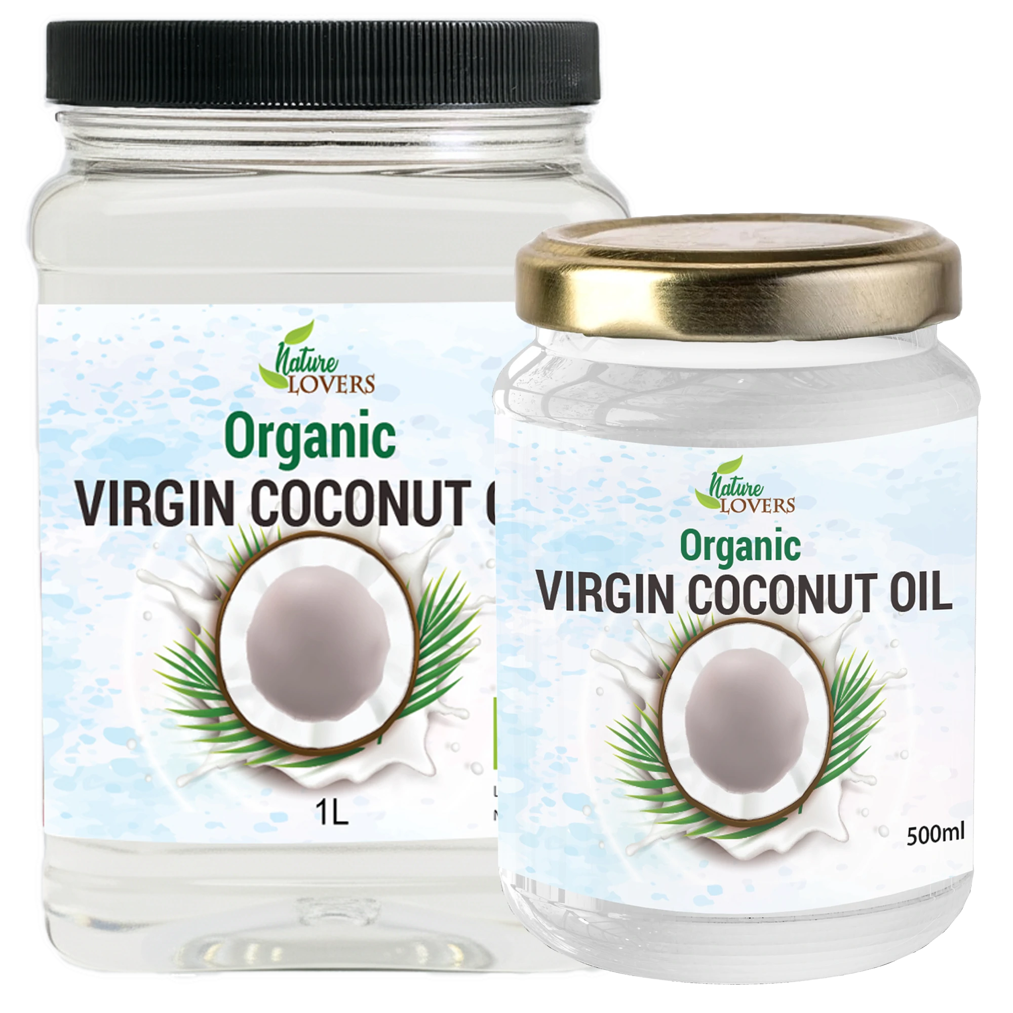 Virgin Coconut Oil Glass Jar And PET Bottle